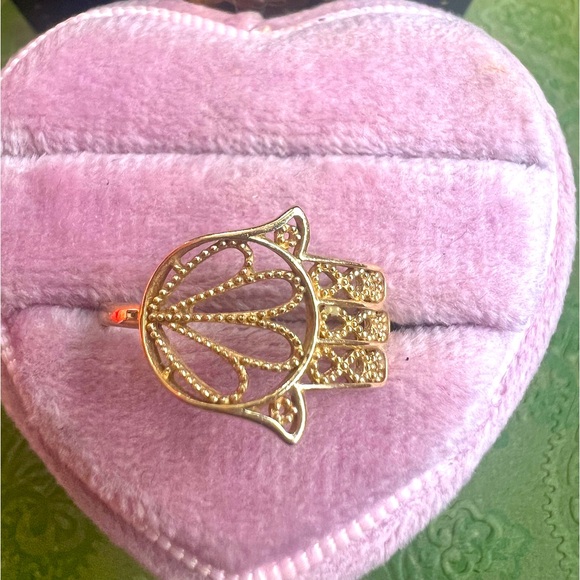 14kt Yellow Gold Hamsa Ring